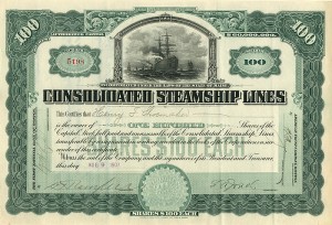 Consolidated Steamship Lines - 1907 dated Cuba Stock Certificate